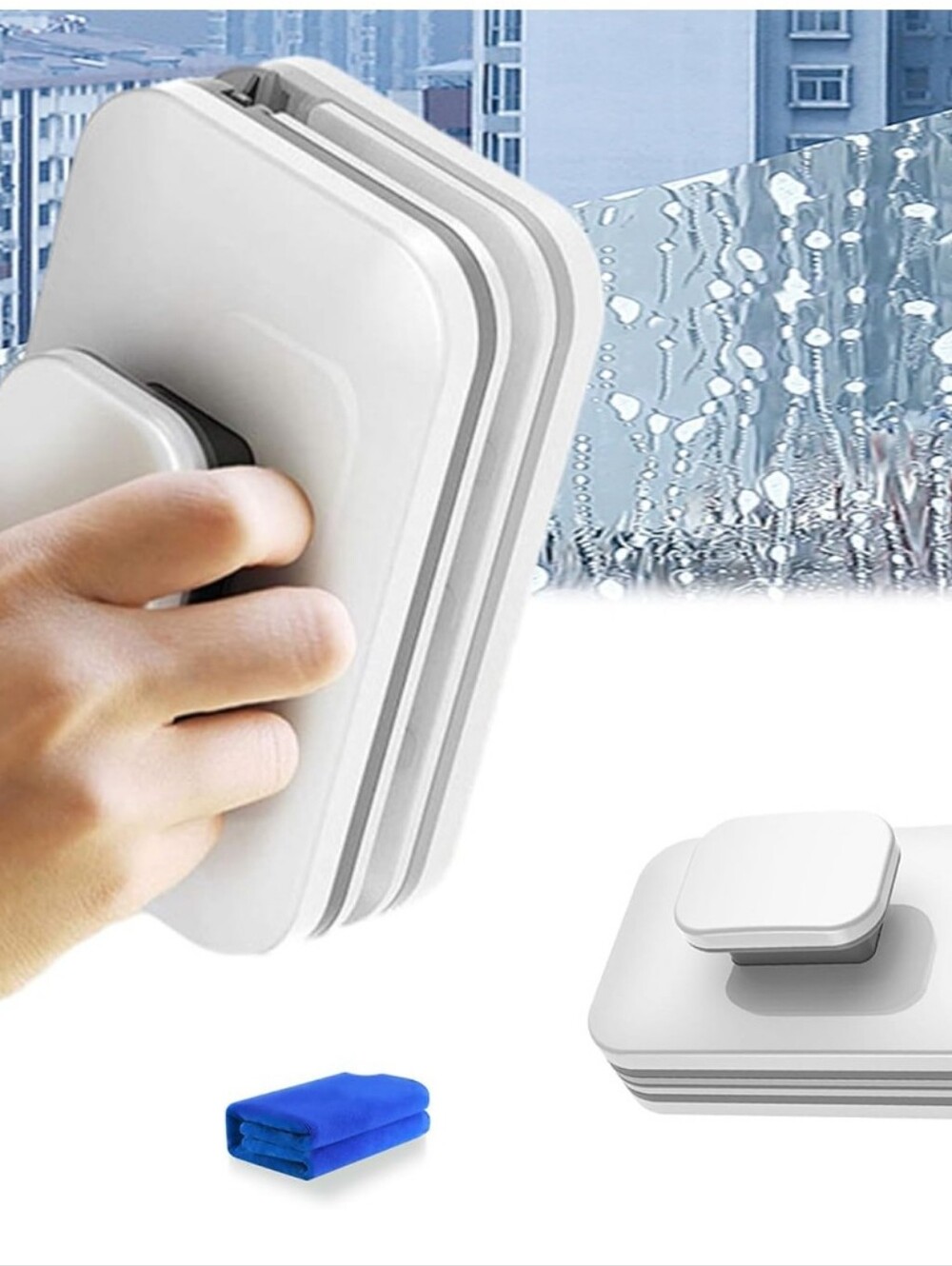 Magnetic Double-Sided Window Cleaner Set - White